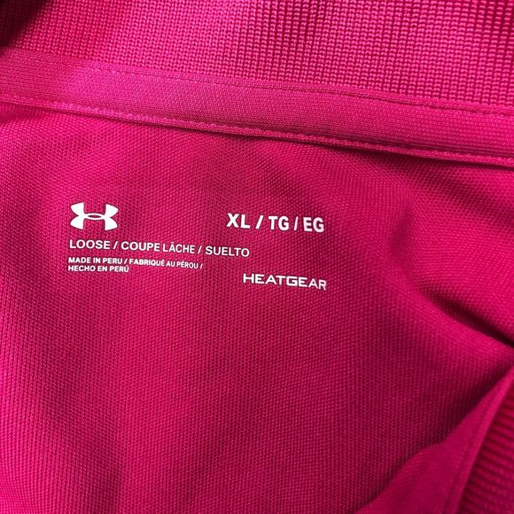 Under Armour Men Short Sleeve Golf Polo Shirt Top Size XL X-Large Pink B244 -21 - Picture 5 of 12
